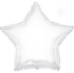 Фольгированная звезда без рисунка 18"/46 см белый
